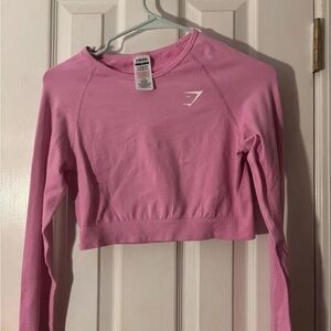 Gymshark Pink Long Sleeve Fitted Crop Sweatshirt